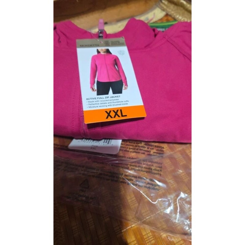 Mondetta Jacket Adult Womens XXL Pink Active Full Zip Thumbholes Hooded
